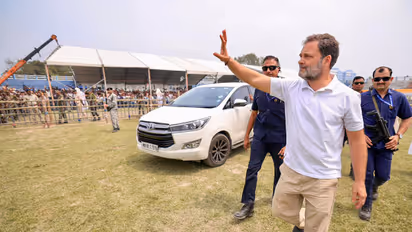 Lok Sabha LoP Rahul Gandhi addresses a public meeting in Raiganj