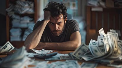 Worried man Money