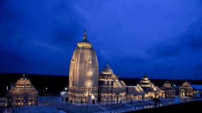 An illuminated view of the Digha Jagannath Temple