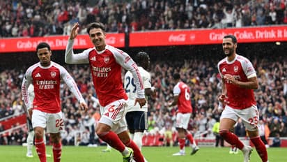 Arsenal's Zubimendi celebrates goal against Nottingham Forest