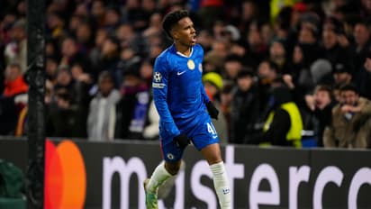 Chelsea's Estevao celebrates goal against Barcelona