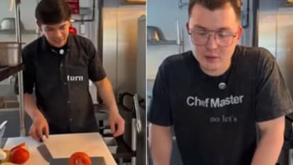 A viral video showing chefs cutting vegetables to near-perfect weights has divided social media.