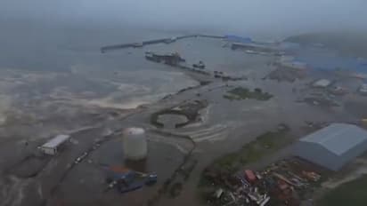 Screengrab of Drone Footage Showing Tsunami Flooding Town After Powerful Earthquake hits Kamchatka in Russia