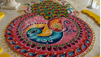peacock rangoli design 2025