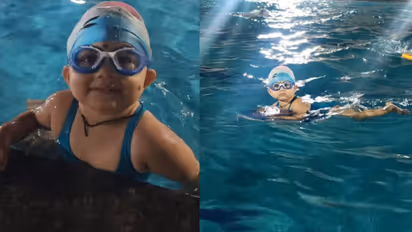 One Year Old Veda Swims 100 Meters