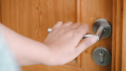 woman, door, house, home