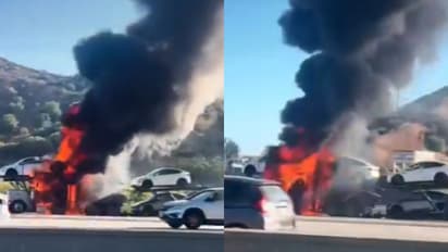 Tesla cars catches fire