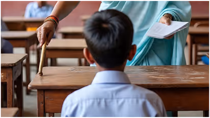 teacher beat 31 students with bamboo stick for not touching her feet suspended