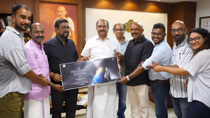 minister kn balagopal released the first look poster of movie a pregnant widow