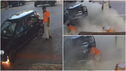  car fire at petrol pump