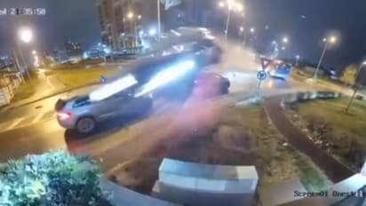 Mercedes crashes after driver faints