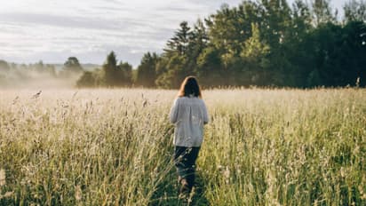 woman, village, nature