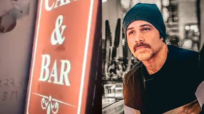 hindu organisations protest to a bar signboard in the location of emraan hashmi in Haridwar