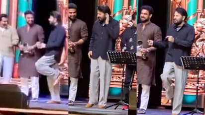 mammoottys casual dance moves for Shanthamee Ratriyil made crowd roaring at Anand TV Film Awards venue