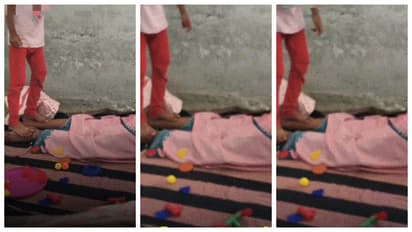 anganwadi worker's foot massage