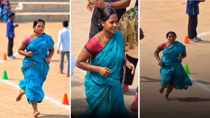 Woman Run Barefooot