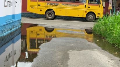 drinking water pipe burst waterlogging on road