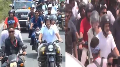 rahul and Priyanka Gandhi bike rally in Darbhanga