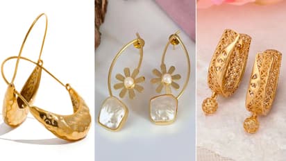 100Rs Trendy Hoops Golden Dangler Earrings