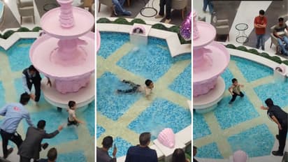 Child turns Indore Phoenix mall fountain into a swimming pool viral video sparks laughter online