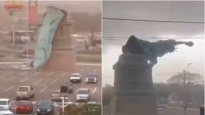 storm knocks down Brazil's Statue of Liberty replica