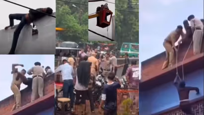 Drunk man Sleeping on Billboard