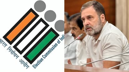 EC logo and Rahul Gandhi