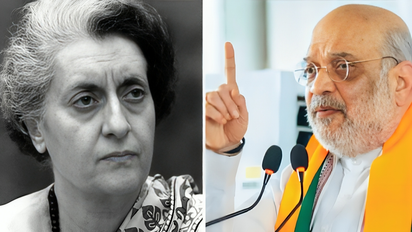  Collage of Indira Gandhi and Amit Shah