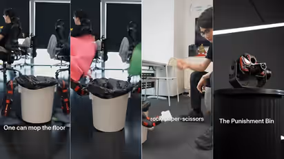 Throwing garbage is no longer boring with Auto Aiming Trash Can (Screengrab of HTX Studio Insta video)