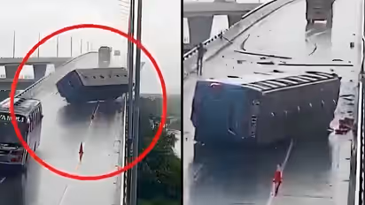 Bangladesh bus viral video Dhaka Bound Bus Loses Control And Overturns Eight Injured in Padma Bridge Horror