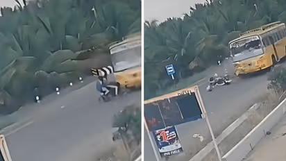Tamil Nadu road accident video Namakkal Road Horror College Bus Collides With Moped Claiming Lives of 4 Young Girls