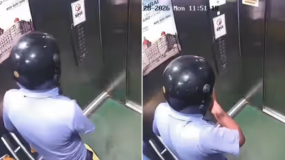 Mumbai delivery worker lift CCTV viral video shows him allegedly urinating and drinking it