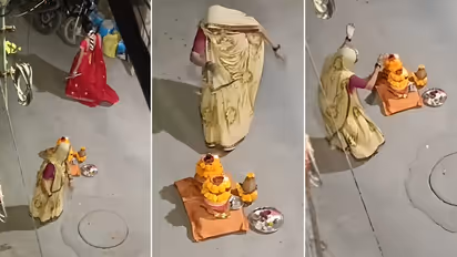 Elderly Woman Dances Garba Around Pooja Kalash As People Walk Past Viral Video Moves Viewers