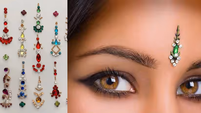 colorful stone bindi on Rakshabandhan