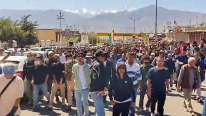 massive protest Ladakh NEWS