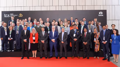 UK Minister Jason Stockwood with TCS leaders at Banyan Park Mumbai