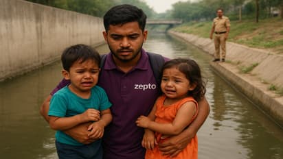 noida zepto delivery boy saves children from drain