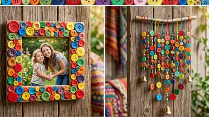 Decorate the photo frame with colorful buttons