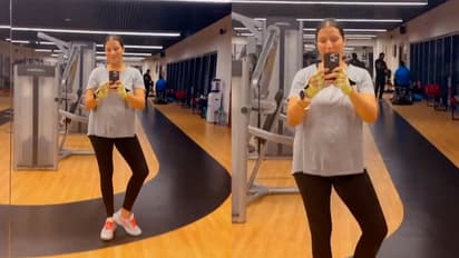 Fitness conscious Subhasree is spending time in the gym before the birth of her second child bsm