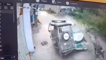 Viral CCTV Video: Speeding Car Rams Multiple Vehicles In Punjab, Biker Flung Into Air (WATCH)