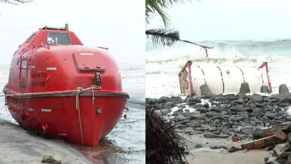 ship fire accident container life boat at alappuzha coast