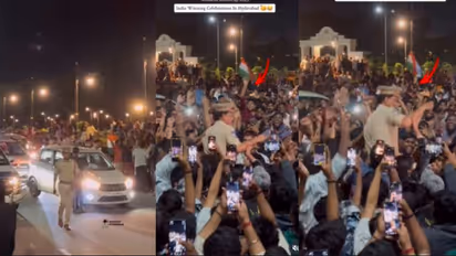 cricket Fans Lift Cop Into The Air In Hyderabad