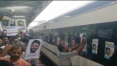 kerala VK Sreekandan poster on vande bharat express
