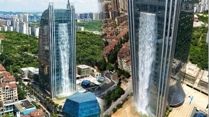 ബഹുനില കെട്ടിടത്തിന് മുകളില്നിന്നൊഴുകുന്ന കൂറ്റന് വെളളച്ചാട്ടം; ചിത്രങ്ങള്