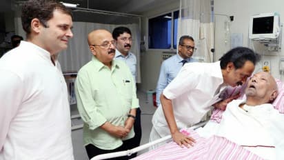 కరుణానిధిని పరామర్శించిన రాహుల్(వీడియో)