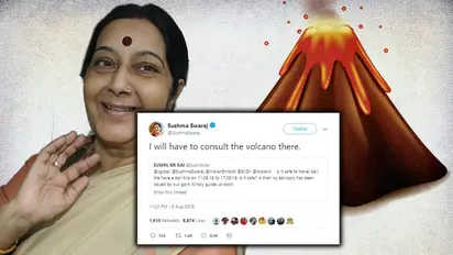 Sushma Swaraj's Twitter humour: Ask volcano whether it will burst!