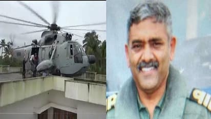 केरल बाढ़ में फंसे लोगों को बचाने के लिए वायुसेना के कैप्टन ने छत पर उतारा चॉपर
