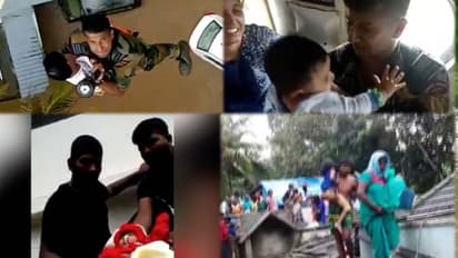 వరదల్లో ప్రజలు .. బిస్కెట్లు విసిరిన మంత్రి