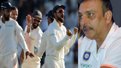 ಕೋಚ್ ಶಾಸ್ತ್ರಿಗೆ ಶಾಂಪೇನ್ ಬಾಟಲ್ ಕೊಟ್ಟ ಕೊಹ್ಲಿ