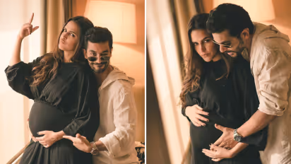 Neha Dhupia is pregnant, elated Angad Bedi shares baby bump pictures